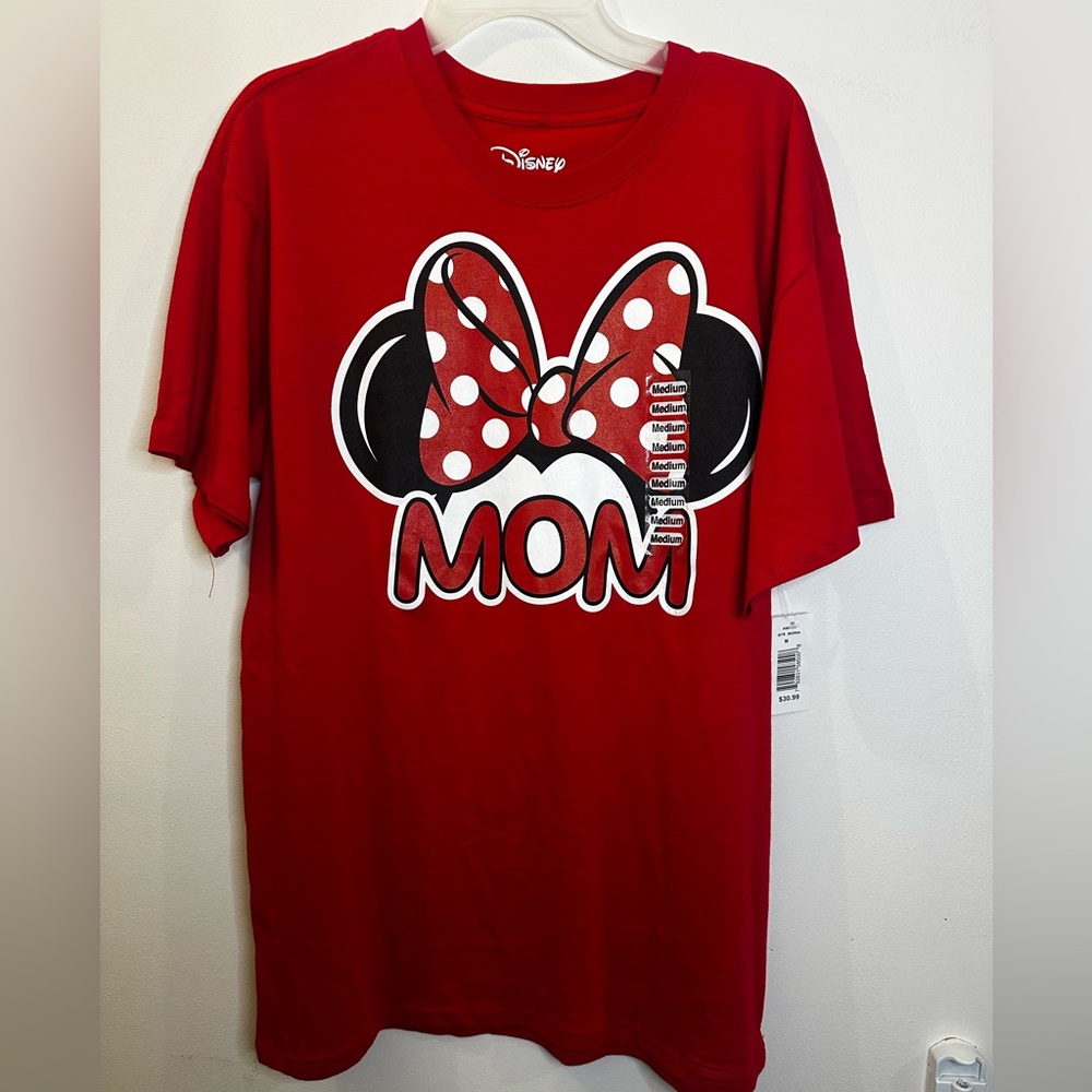 Disney Red Polka Dot Minnie Mouse Women’s Mom Tee NWT